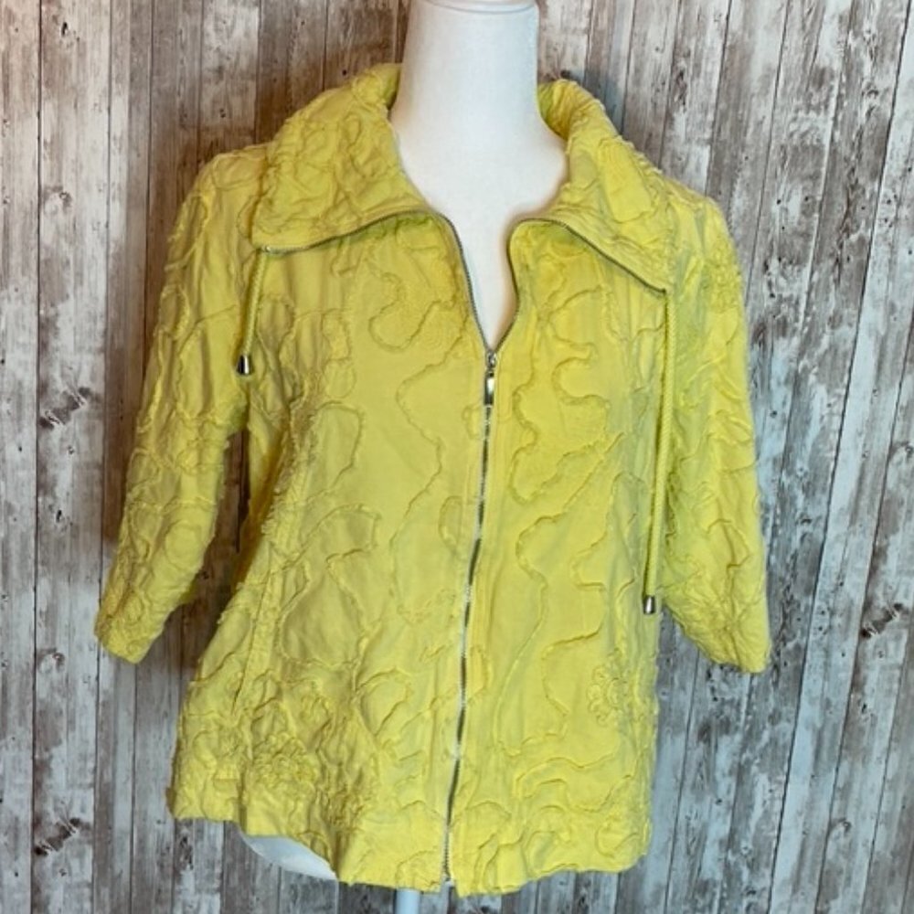 Susan Graver Yellow 3/4 Sleeve Jacket size Small